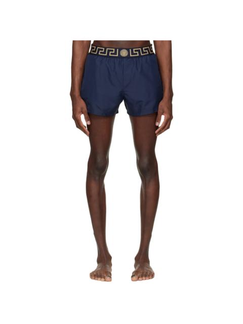 VERSACE Navy Greca Swim Shorts