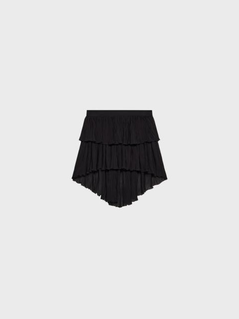 ASYMMETRICAL PLEATED GEORGETTE SKIRT WITH RUFFLE