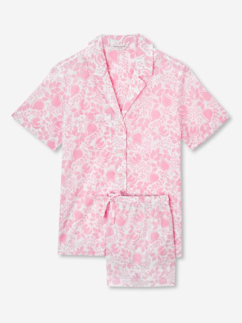 Derek Rose Women's Short Pyjamas Nelson 89 Cotton Batiste Pink