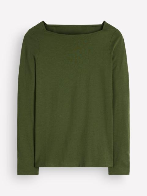 BODEN Square Neck Long Sleeve-Brunswick Green