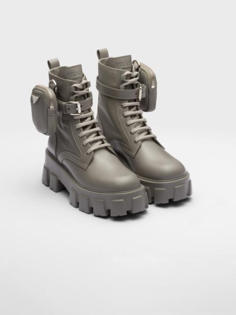 Prada Monolith leather and Re-Nylon boots with pouch