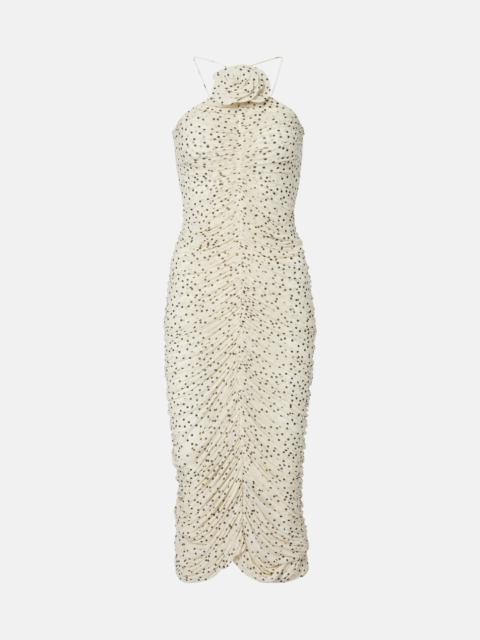 MAGDA BUTRYM Floral-appliqué polka-dot maxi dress