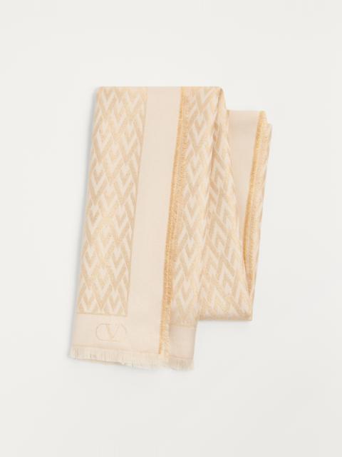 Valentino TOUTE LA V STOLE IN SILK, VISCOSE AND CASHMERE
