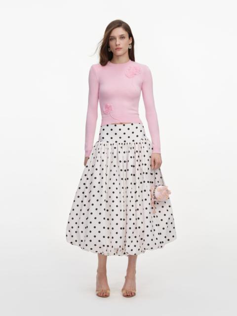 self-portrait Cream Polka Dot Taffeta Midi Skirt