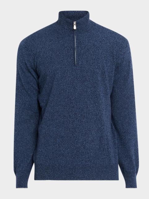 Brunello Cucinelli Men's Cashmere Mouline Quarter-Zip Sweater