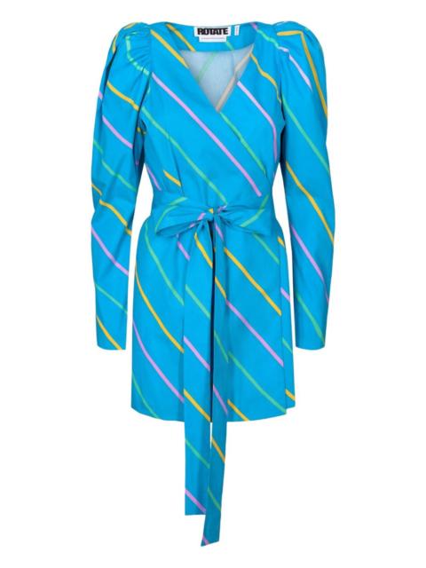 ROTATE puff-sleeve striped dress