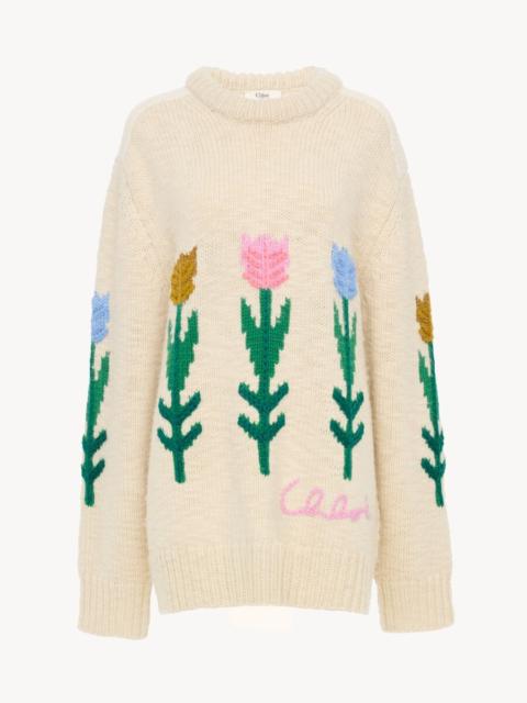 Chloé OVERSIZED LOGO SWEATER IN A WOOL KNIT