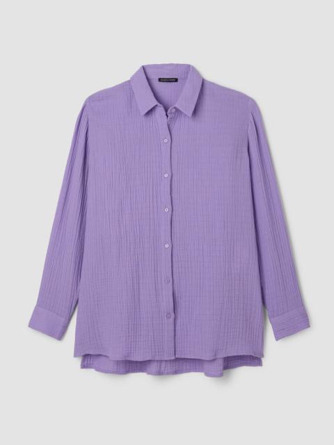 EILEEN FISHER Organic Cotton Lofty Gauze Classic Collar Shirt