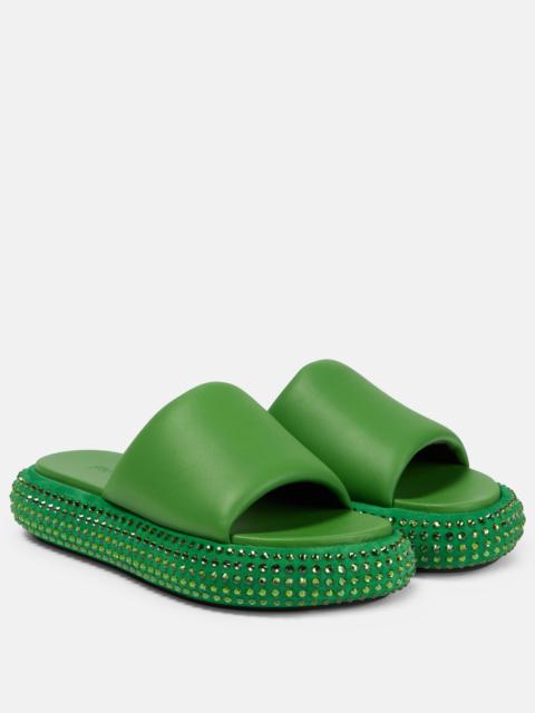 Embellished leather slides