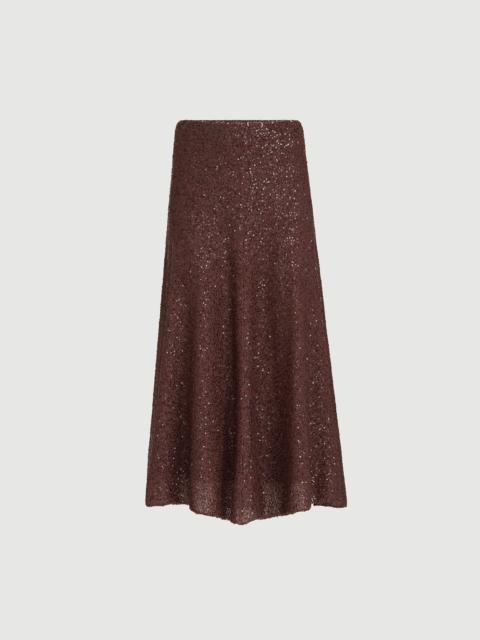 Brunello Cucinelli Linen, cashmere and silk dazzling texture knit skirt