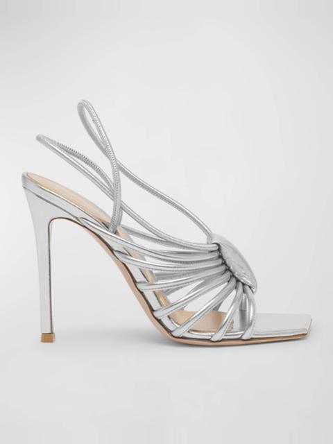 Metallic Strappy Caged Slingback Sandals