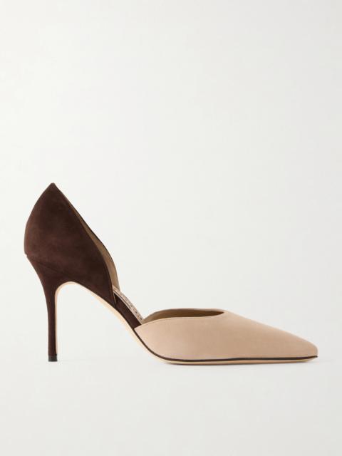 Manolo Blahnik Taylerbinu 90 Two-tone Suede Pumps