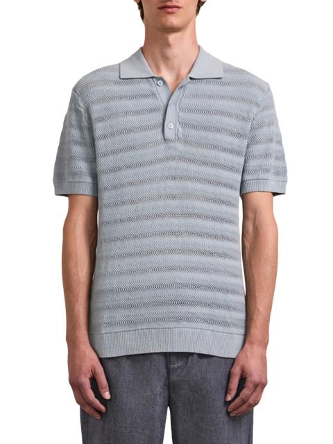 FRESCOBOL CARIOCA Men's Vidal Cotton Jacquard Polo Shirt - Coastal Blue