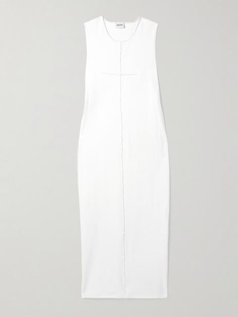 KHAITE Hal Paneled Cotton-jersey Midi Dress