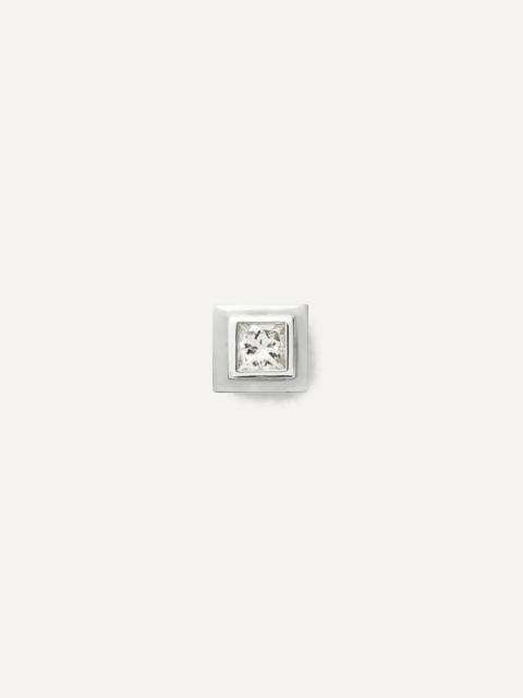MISSOMA 14ct White Gold Fine Square Solitaire Stud Earring