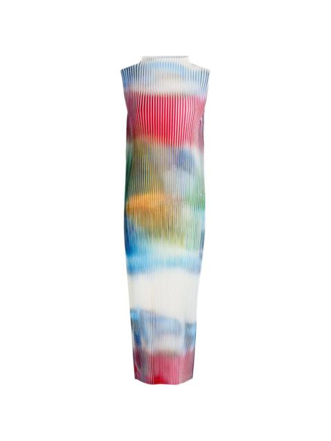 ISSEY MIYAKE pleated printed midi dress