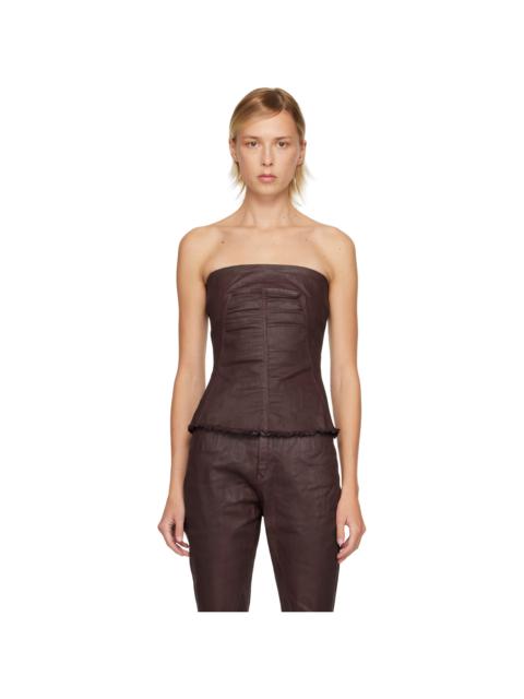 Rick Owens DRKSHDW Burgundy Concordians Bustier Denim Top