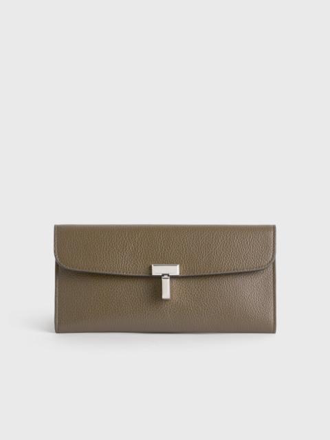 TOTEME T-lock grained-leather wallet dark taupe
