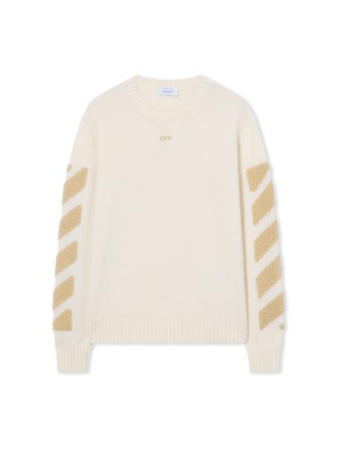 Off-White Diagonals Fuzzy Knit Crewneck