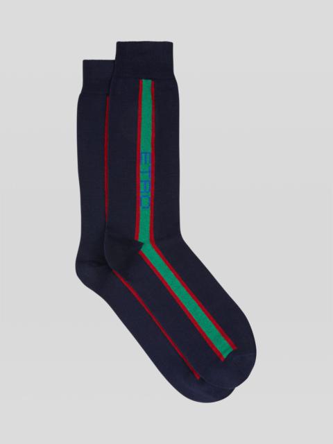 Etro SOCKS WITH VERTICAL STRIPE AND LOGO