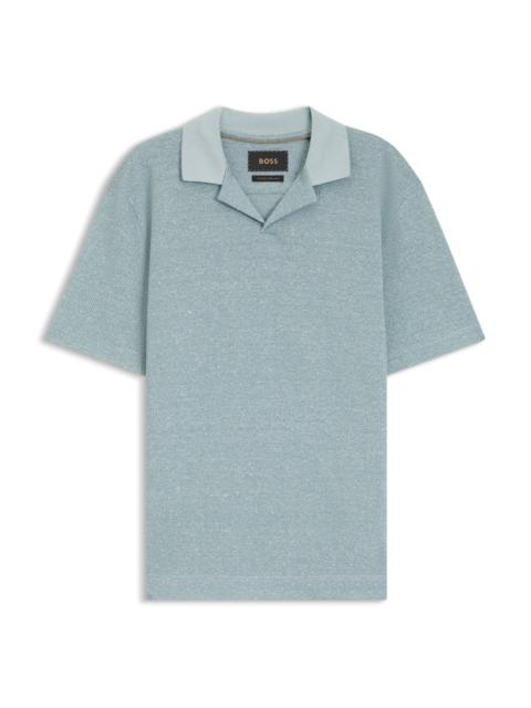 BOSS JOHNNY-COLLAR POLO SHIRT IN COTTON, LINEN AND SILK