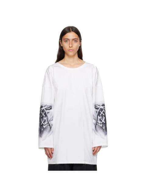 We11done White Raw Edge Long Sleeve T-Shirt