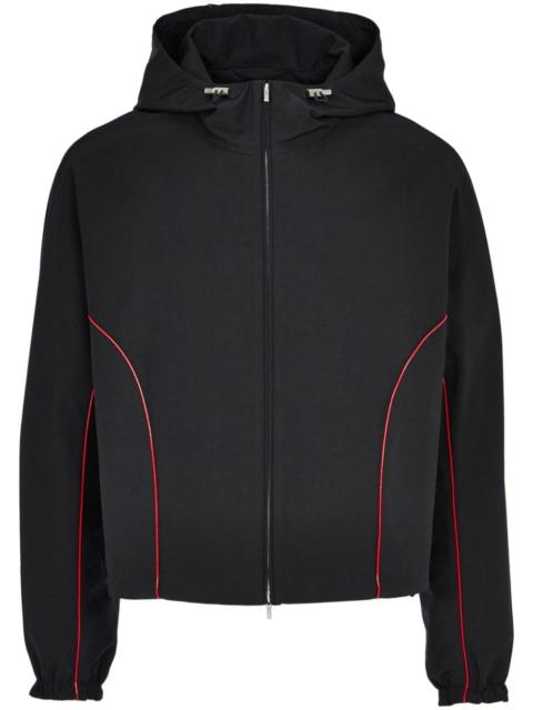 contrast-piping drawstring lightweight jacket