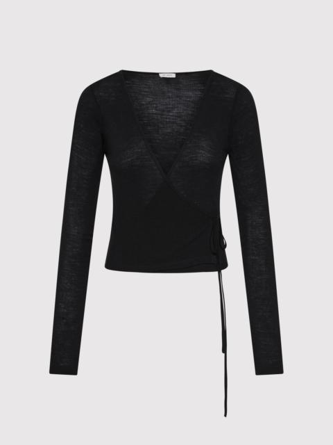 ST. AGNI Baby Wool Wrap Top - Black