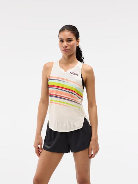 HOKA Women's Race Day Singlet Top in Alabaster Flare