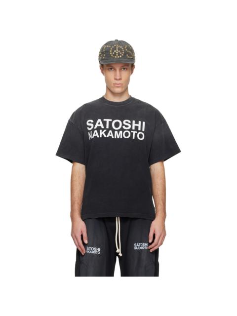 SATOSHI NAKAMOTO Black Stencil Logo T-shirt