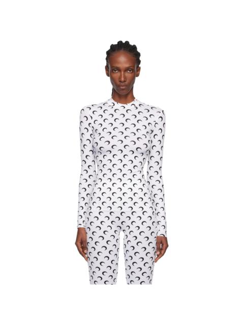 Marine Serre White Recycled Moon Jersey Second Skin Highneck Top