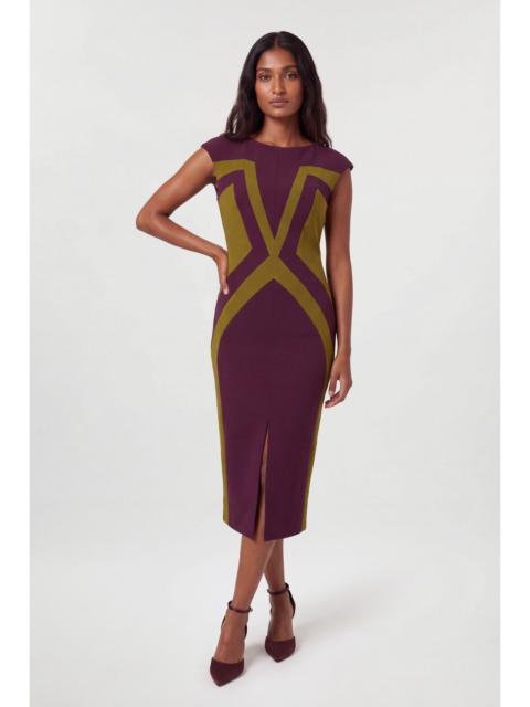 KAREN MILLEN Compact Stretch Colour Block Tailored Pencil Dress