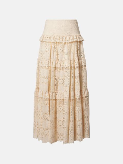 ELIE SAAB Guipure lace cotton and silk-blend maxi skirt