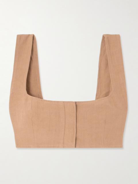 LE KASHA Jirja Cropped Linen Top