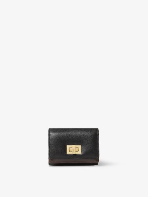 FENDI Fendi Way Trifold Small Black and chocolate brown leather wallet