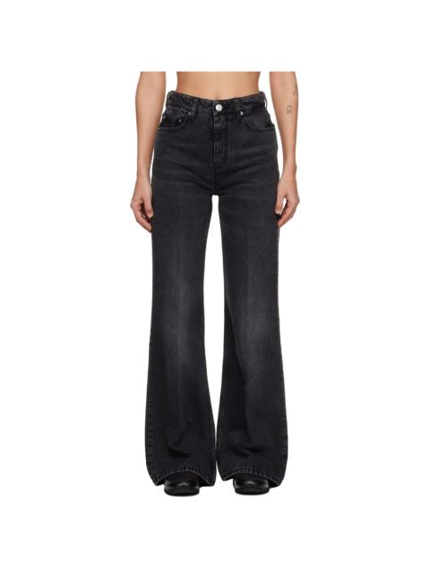 AMI Paris Black Cotton Flare-Fit Jeans