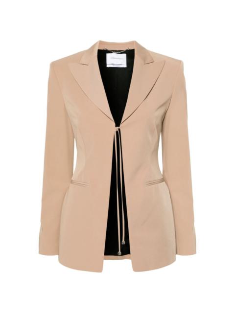 tie-fastening single-breasted blazer