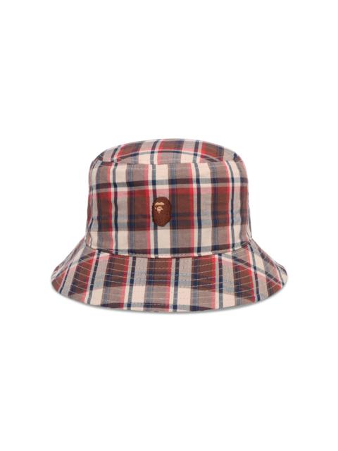 A BATHING APE® BAPE Mini Check Bucket Hat 'Red'