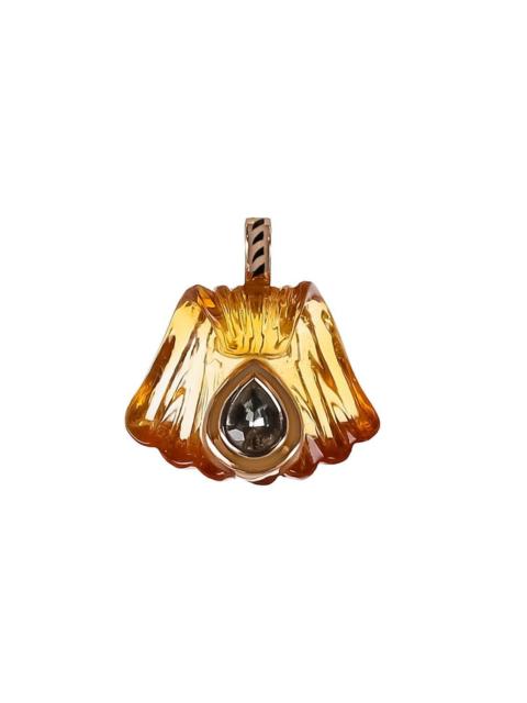 DEZSO Citrine White Sapphire Rose Carved Capri Pendant
