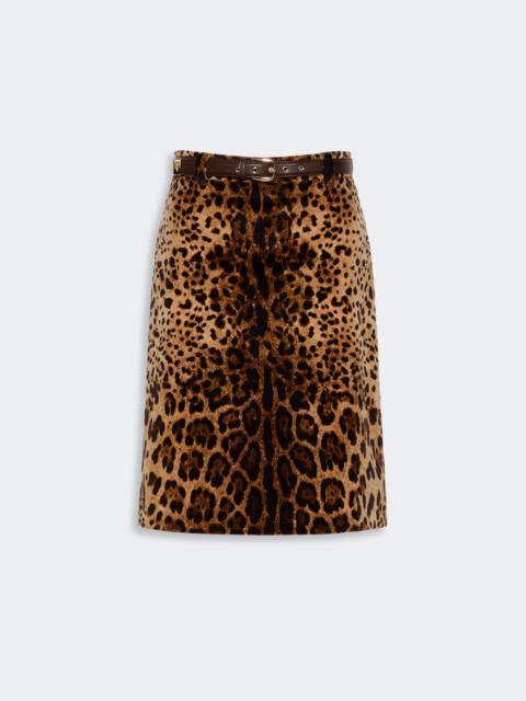 Max Mara FALANGE Flared printed velvet mini skirt - BROWN