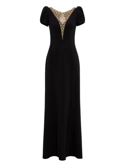 JENNY PACKHAM puff-sleeve crystal-embellished maxi dress