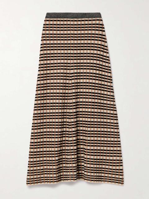 Amal checked jacquard-knit maxi skirt