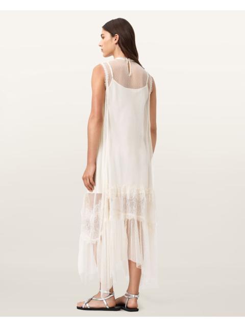 ALLSAINTS CLARA LACE TRIM MIDI DRESS