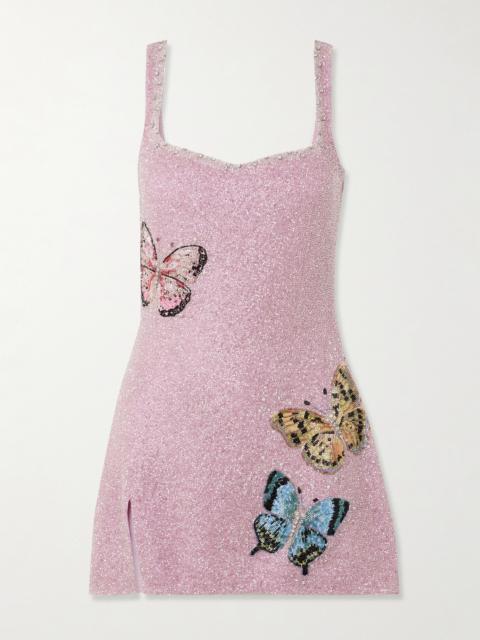 CLIO PEPPIATT Mariposa Crystal-embellished Beaded Tulle Mini Dress