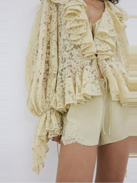 De La Vali ELIA SHORTS IN ANTIQUE YELLOW CREPE DE CHINE