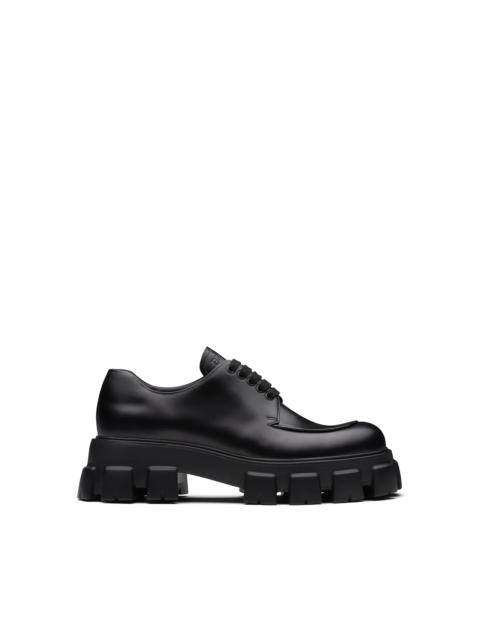 Prada Monolith brushed leather lace-up shoes
