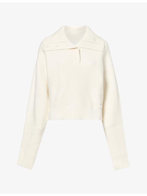 ADANOLA Volume-Sleeve Knit Henley Top