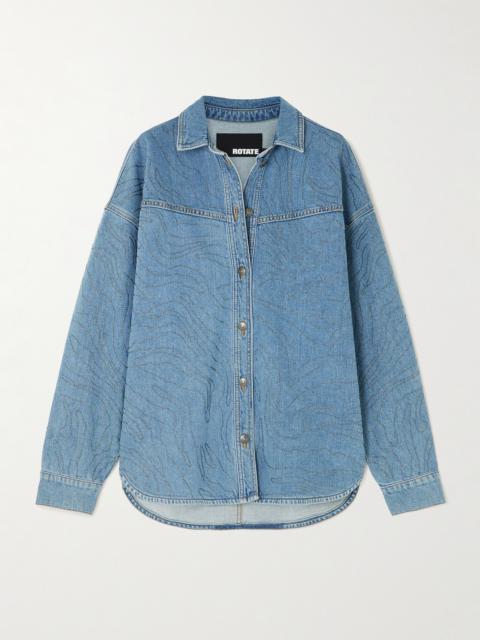 ROTATE Oversized Embellished Organic Denim Shirt