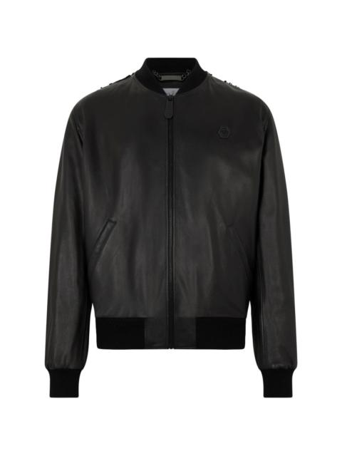 PHILIPP PLEIN leather bomber jacket