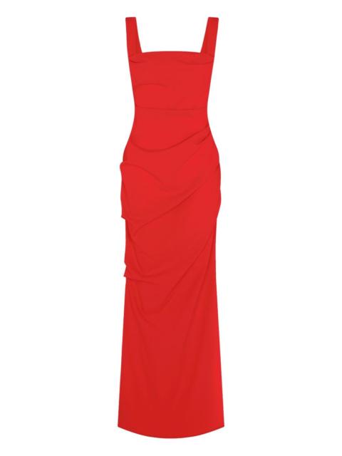 Paris Georgia square-neck draped maxi dress